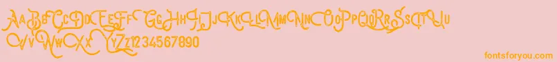 Billyforges Demo-Schriftart – Orangefarbene Schriften auf rosa Hintergrund