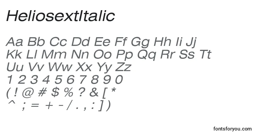 Schriftart HeliosextItalic – Alphabet, Zahlen, spezielle Symbole