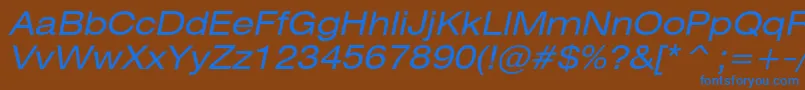 HeliosextItalic Font – Blue Fonts on Brown Background