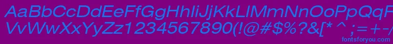 HeliosextItalic Font – Blue Fonts on Purple Background