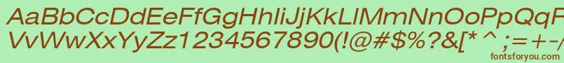 HeliosextItalic-fontti – ruskeat fontit vihreällä taustalla