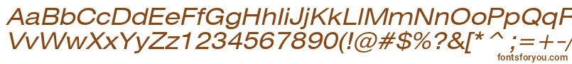 フォントHeliosextItalic – 白い背景に茶色のフォント