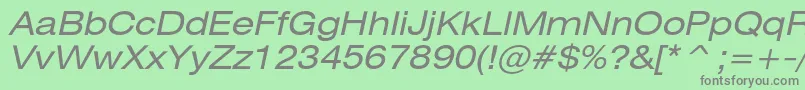 HeliosextItalic Font – Gray Fonts on Green Background