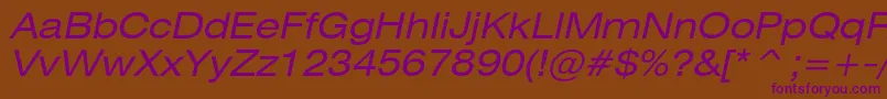HeliosextItalic Font – Purple Fonts on Brown Background