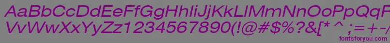フォントHeliosextItalic – 紫色のフォント、灰色の背景