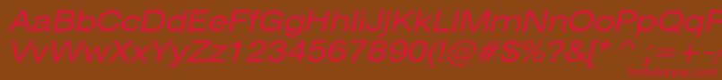 HeliosextItalic Font – Red Fonts on Brown Background