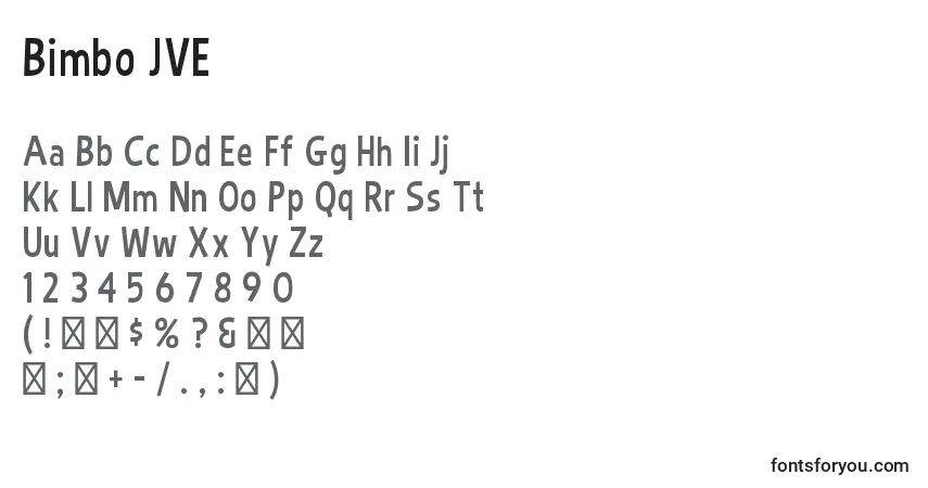 Bimbo JVE Font – alphabet, numbers, special characters