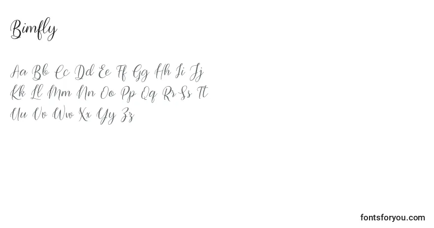 Schriftart Bimfly – Alphabet, Zahlen, spezielle Symbole