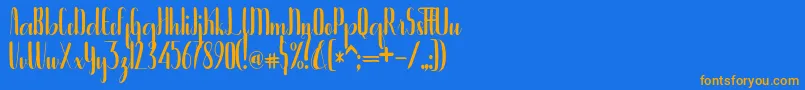 Weitere Informationen zur Bintanghu-Schriftart Bintanghu-Schriftart – Orangefarbene Schriften auf blauem Hintergrund