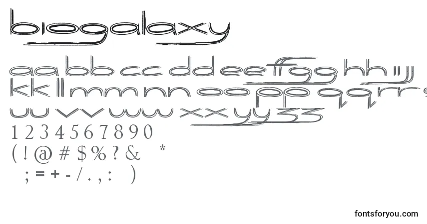 A fonte Biogalaxy (121326) – alfabeto, números, caracteres especiais