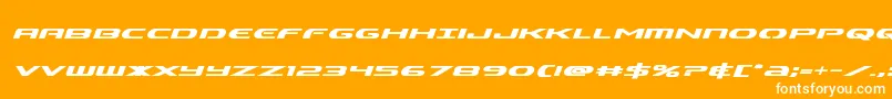 Alphamenboldital-Schriftart – Weiße Schriften auf orangefarbenem Hintergrund
