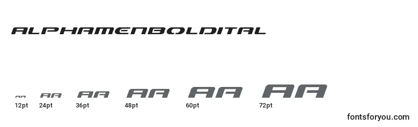 Alphamenboldital Font Sizes