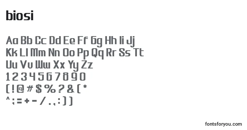 Czcionka Biosi – alfabet, cyfry, specjalne znaki