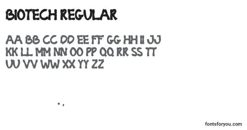 Шрифт BIOTECH Regular – алфавит, цифры, специальные символы