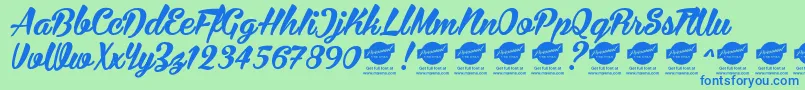 Bira PERSONAL USE ONLY Font – Blue Fonts on Green Background