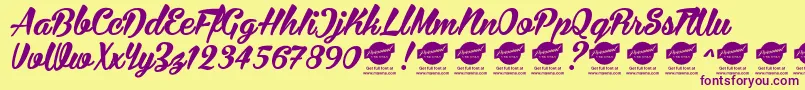 Bira PERSONAL USE ONLY Font – Purple Fonts on Yellow Background