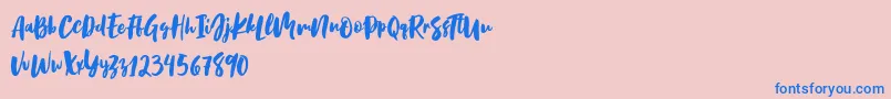 フォントBirabella Script – ピンクの背景に青い文字