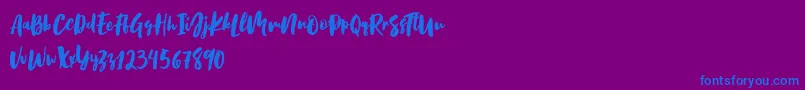 フォントBirabella Script – 紫色の背景に青い文字