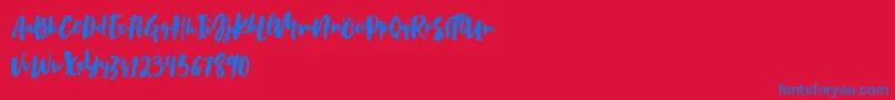 フォントBirabella Script – 赤い背景に青い文字
