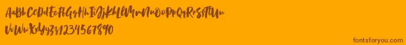 Birabella Script Font – Brown Fonts on Orange Background