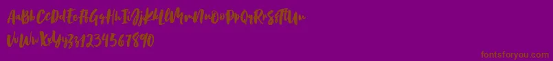 Birabella Script-Schriftart – Braune Schriften auf violettem Hintergrund