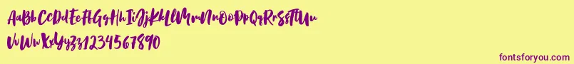 Birabella Script Font – Purple Fonts on Yellow Background
