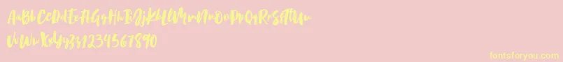 Birabella Script Font – Yellow Fonts on Pink Background