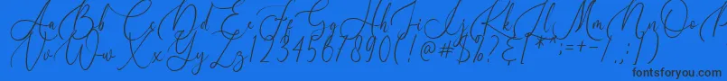 Birallina-Schriftart – Schwarze Schriften auf blauem Hintergrund