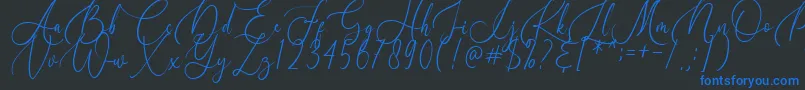 Birallina-Schriftart – Blaue Schriften auf schwarzem Hintergrund