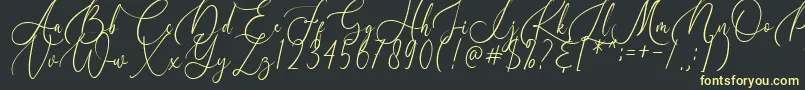 フォントBirallina – 黒い背景に黄色の文字
