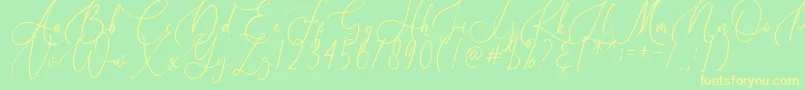 Шрифт Birallina – жёлтые шрифты на зелёном фоне