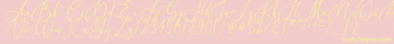 Birallina-Schriftart – Gelbe Schriften auf rosa Hintergrund