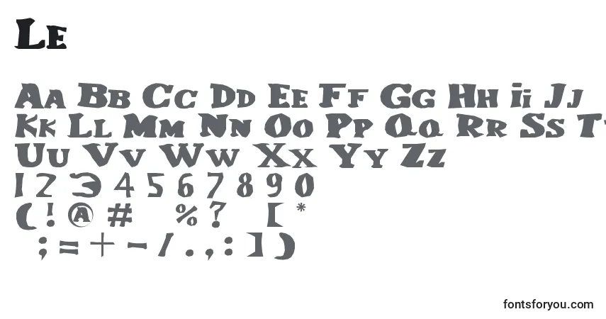 Schriftart Le – Alphabet, Zahlen, spezielle Symbole