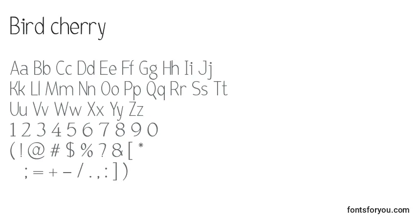 Fuente Bird cherry - alfabeto, números, caracteres especiales