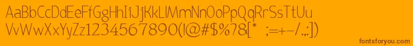 Weitere Informationen zur Bird cherry-Schriftart Bird cherry-Schriftart – Braune Schriften auf orangefarbenem Hintergrund