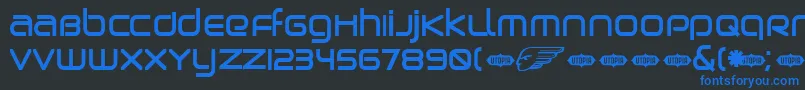 Czcionka BIRDB    – niebieskie czcionki na czarnym tle