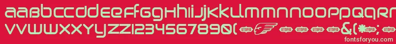 フォントBIRDB    – 赤い背景に緑の文字