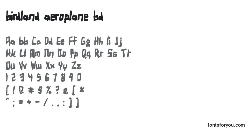 Czcionka Birdland aeroplane bd – alfabet, cyfry, specjalne znaki