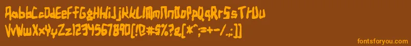 フォントbirdland aeroplane bd – オレンジ色の文字が茶色の背景にあります。