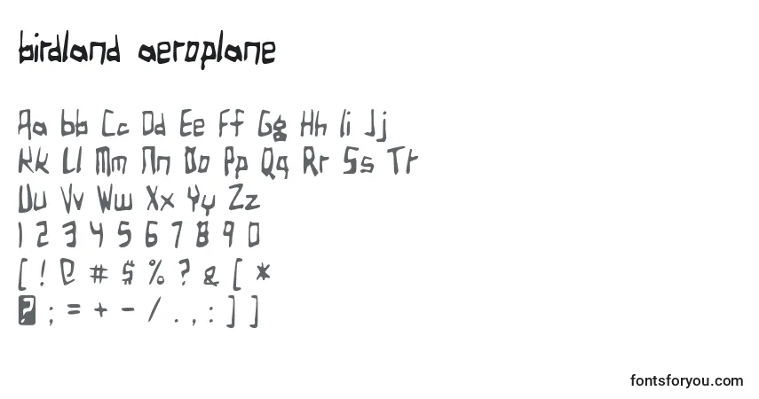 Czcionka Birdland aeroplane – alfabet, cyfry, specjalne znaki