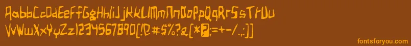 フォントbirdland aeroplane – オレンジ色の文字が茶色の背景にあります。