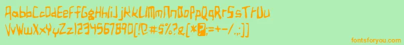 フォントbirdland aeroplane – オレンジの文字が緑の背景にあります。