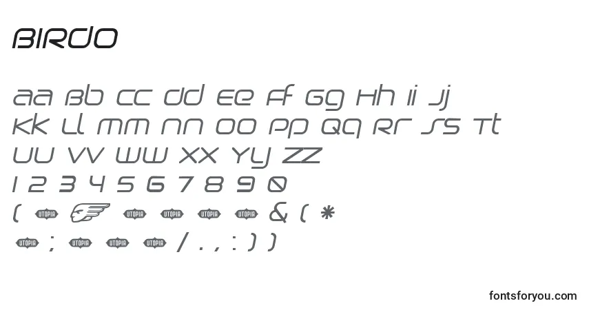 A fonte BIRDO    (121346) – alfabeto, números, caracteres especiais