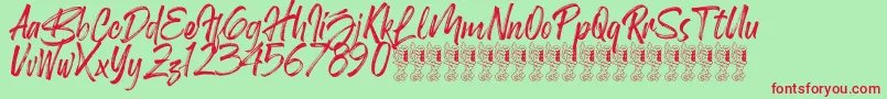 Birdrockers Demo Font – Red Fonts on Green Background