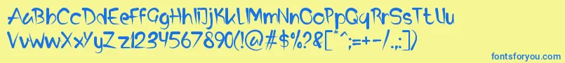 Biren-Schriftart – Blaue Schriften auf gelbem Hintergrund