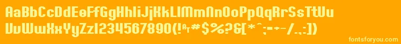 SfWillametteExtendedBold-Schriftart – Gelbe Schriften auf orangefarbenem Hintergrund