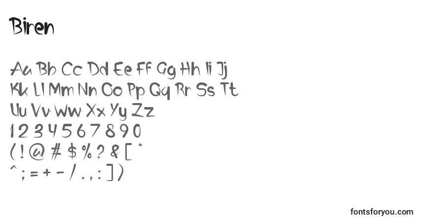Czcionka Biren (121350) – alfabet, cyfry, specjalne znaki