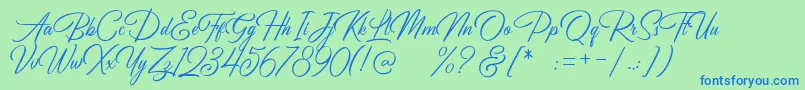 Birmingham Script DEMO Font – Blue Fonts on Green Background