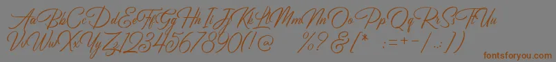 Birmingham Script DEMO-Schriftart – Braune Schriften auf grauem Hintergrund
