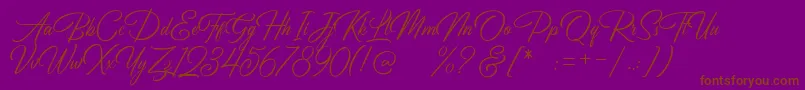 Birmingham Script DEMO-Schriftart – Braune Schriften auf violettem Hintergrund